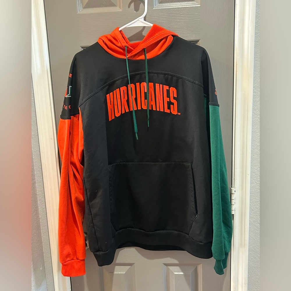 Adidas Miami Hurricanes The U Stadium Pullover Performance Hoodie Large